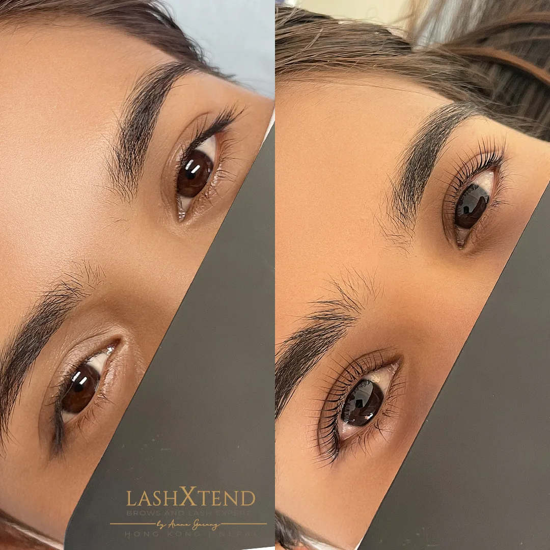 Combination brows before and after