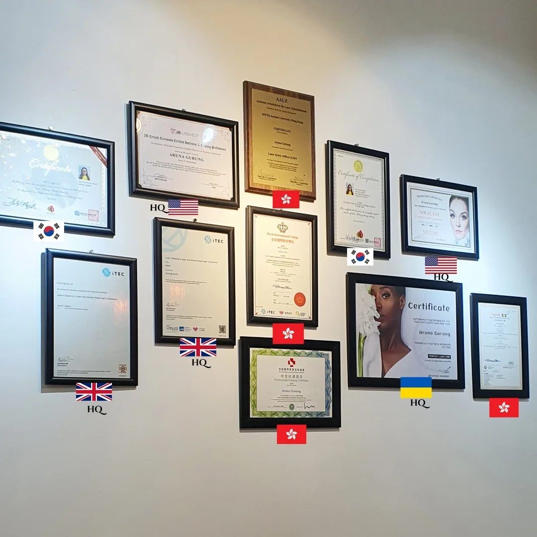 Wall of international certifications