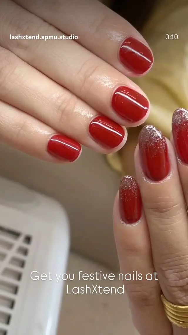Festive red nails