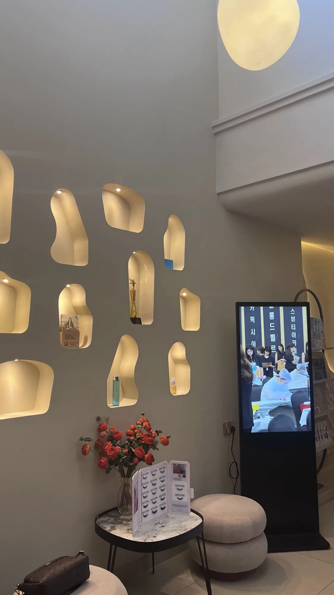 Gold lamp wall at the Pokhara reception