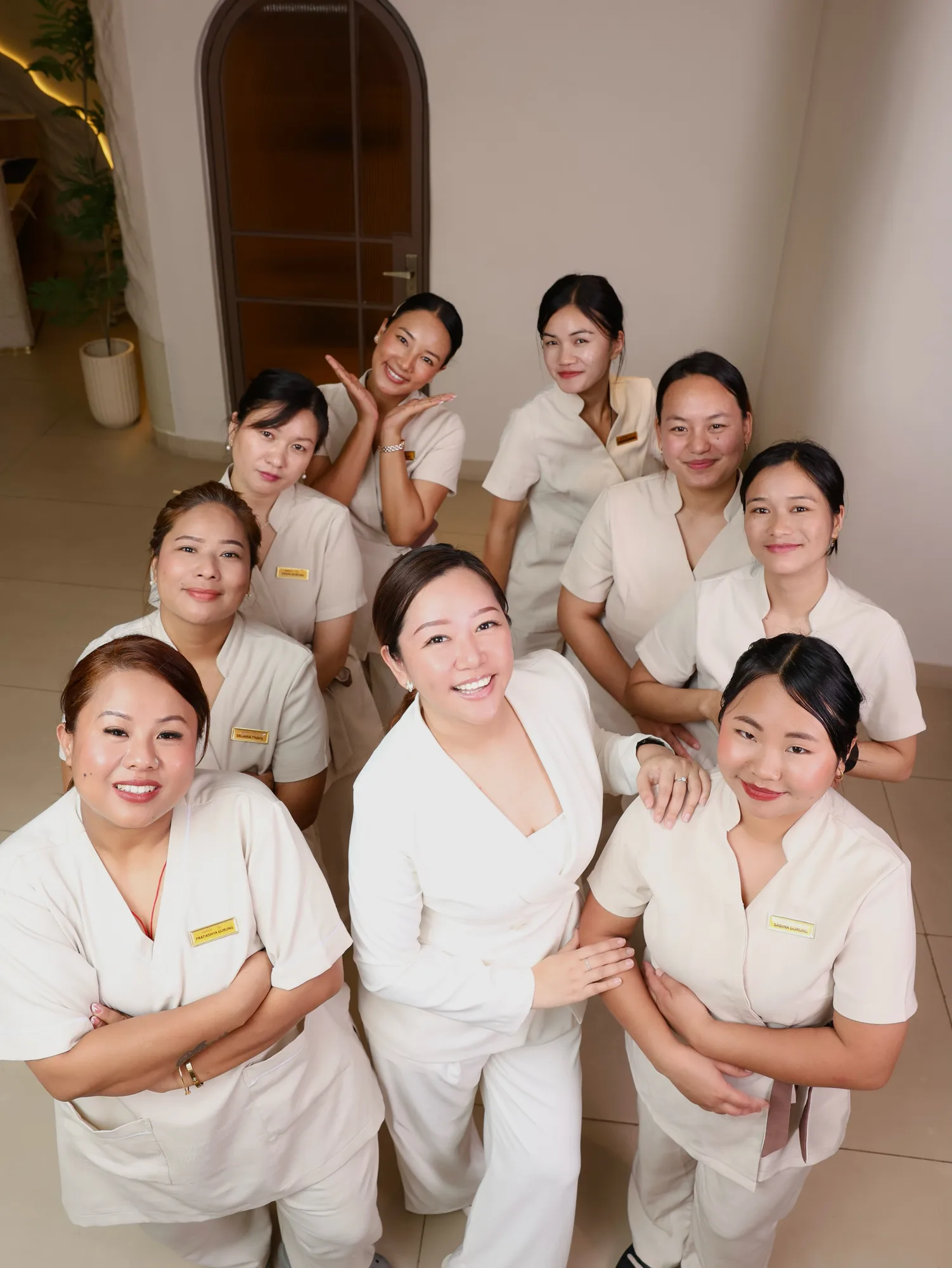 The LashXtend team in studio uniform